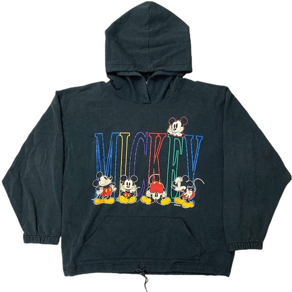 🍓RARE VINTAGE BLACK MICKEY MOUSE HOODIE WITH ADJUSTABLE HEM🍓 - Picture 1 of 4